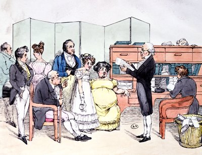Thanks to the dowry, reading a marriage contract at the lawyer office by Frederic Bouchot